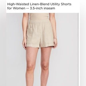 NWT OLD NAVY High-Waisted Linen-Blend Utility Shorts
